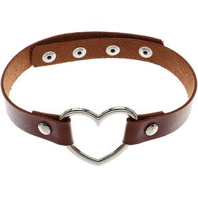 Hiphop Street Dance Hollow Peach Love Metal Heart Ring Double Color Matching Stitching Leather Collar Goth Choker Necklaces for Women Girls Punk Cool Jewelry in Kuwait