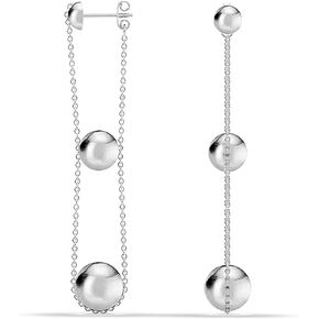 LeCalla 925 Sterling Silver Bead Ball Stud Earring Classic Ball Triple Drop Dangle Earrings for Women