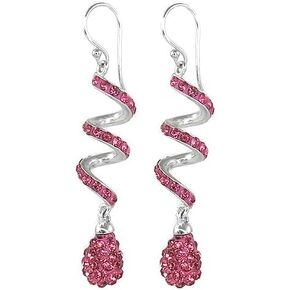 Savlano 14K White Gold Plated Spiral Shape Crystal Drop Dangle Earrings for Women & Girls, Comes with Savlano Gift Box