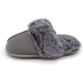 TMA EYES Women's Fluffy Slippers Memory Foam Slippers House Slippers Non-slip Indoor Outdoor
