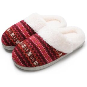 Vonluxe Women's House Fuzzy Slip On Slippers Warm Memory Foam Ladies Slippers Comfy Outdoor Indoor Plush Bedroom Shoes
