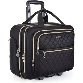 BAGSMART Rolling Laptop Bag Women, Underseat Wheeled Briefcase Fits 15.6 Inch Laptop, Rolling Computer Bag with TSA Lock, Overnight Roller Bag for Travel Work Business, Black