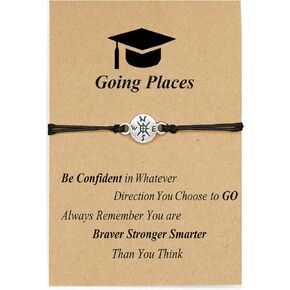 OBSUN 2023 Graduation Gift Bracelet for Her Inspirational Going Places Compass Bracelet for High School Graduates with Gift Card