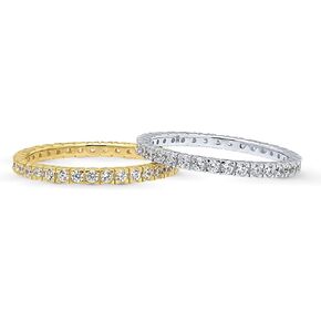 BERRICLE Sterling Silver Cubic Zirconia CZ Stackable Fashion Ring Set for Women, Rhodium Plated and Yellow Gold Flashed Size 4-10