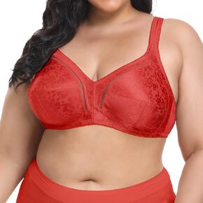 H HIAMIGOS Women's Full Figure Jacquard Wire Free Minimizer Bra