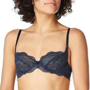 Undies.com Women's Microfiber Lace Unlined Underwire Balconette Bra