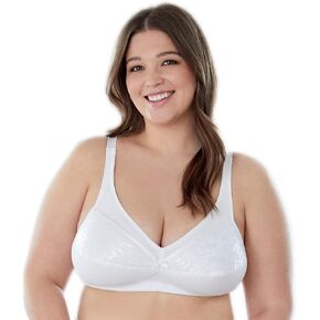 5006233 Floral Trim Wireless Cotton Bra with Lightly-Lined Cups