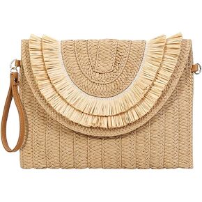 Straw Crossbody Bag for Women Summer Beach Envelope Purse
