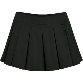 MakeMeChic Women's Solid Drop Waist Uniform Skirt Y2K Pleated Mini Skater Tennis Skirts