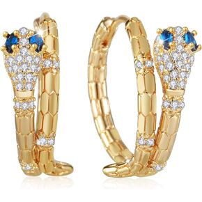 Richapex Snake Earrings for Women 18K Gold Plated Small Gold Hoop Earrings Dainty Trendy Gold Snake Huggie Earrings Studs Jewelry with Cubic Zirconia