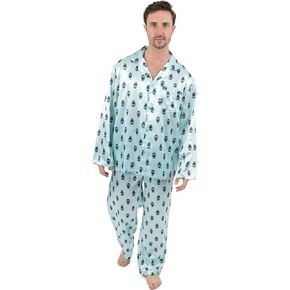 Leveret Mens Satin Pajamas Christmas 2 Piece Pajama Set Size Small-XXX-Large