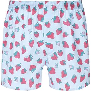 KKmeter Pajama Shorts for Men Strawberry Print Boxers Sleepwear Underwear Lounge Beach Bottom
