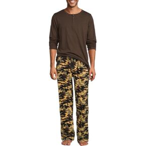 Men's 2-Piece Henley Longsleeve Top and Pajama Set, Multicolor