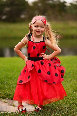 فستان ReliParty Ladybug للفتيات مع قناع وحقيبة زي للأطفال، زي تنكري لأعياد الميلاد والهالوين وعيد الميلاد in Saudi Arabia
