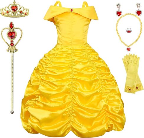 فستان الأميرة التنكري لحفلات أعياد الميلاد بدون أكتاف للفتيات من عمر 3 إلى 12 عامًا in Kuwait