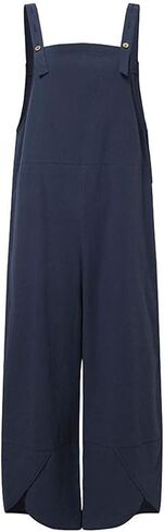 Perbai Womens Summer Cotton Casual Summer Baggy Overalls Loose Fit Wide Leg Jumpsuits Bibs with Pockets in Kuwait