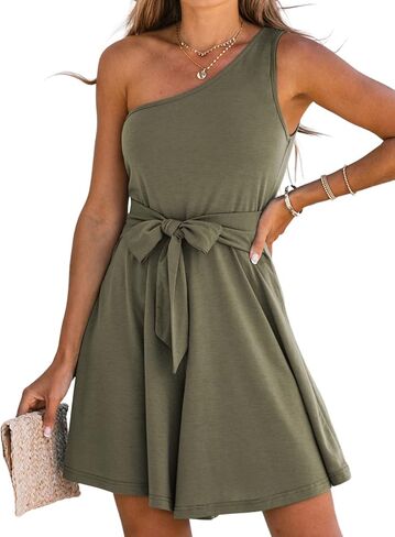 CUPSHE Belted One-Shoulder Flowy Rompers Solid Belt Jumpsuits Casual in Saudi Arabia