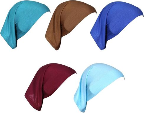 5 Pack Womens Muslim Mini Hijab Caps Solid Color Tube Bonnet Underscarf Headwear Turban Hat Headwrap Cover in Saudi Arabia