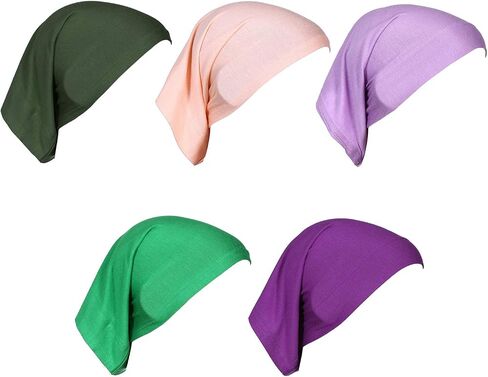 5 Pack Womens Muslim Mini Hijab Caps Solid Color Tube Bonnet Underscarf Headwear Turban Hat Headwrap Cover in Saudi Arabia