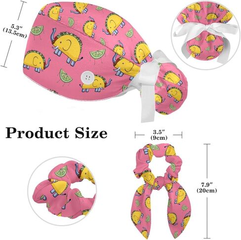 قبعات العمل النسائية مع القوس الشعر Scrunchy غطاء الشعر الطويل الشريط الدانتيل متابعة قبعة مخدر الملونة دوامة in Kuwait