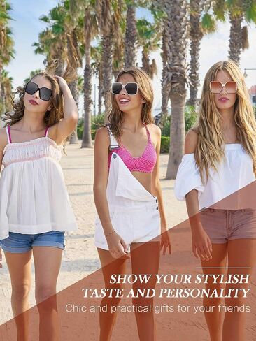 4 Pieces Oversized Square Sunglasses for Women Multicolor Flat Top Sunglasses Wide Oversized Shades in Saudi Arabia