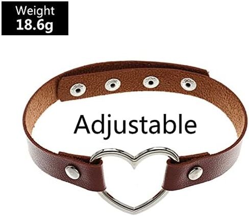 Hiphop Street Dance Hollow Peach Love Metal Heart Ring Double Color Matching Stitching Leather Collar Goth Choker Necklaces for Women Girls Punk Cool Jewelry in Kuwait