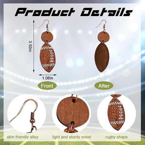 Hying Super Bowl Football Earrings Sports Rugby Dangle Earrings Football Pendant Earrings Fashion Jewelry Earrings for women in Saudi Arabia