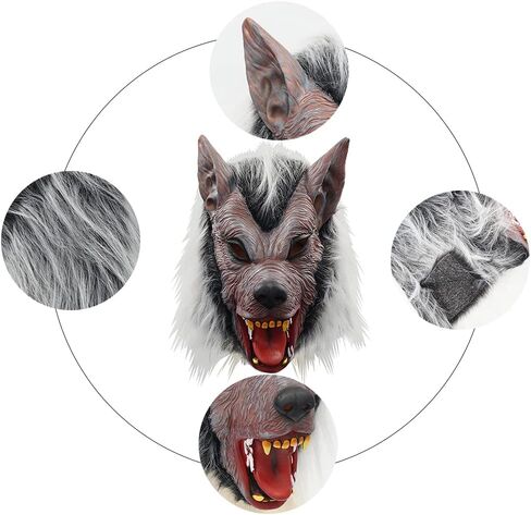 ايراسبوكي قناع ذئب للرجال لحفلات الهالوين التنكرية لكامل الراس من اللاتكس in Kuwait