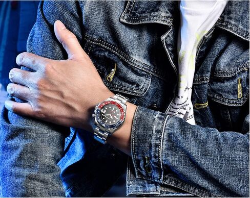 T-ENGINE GMT Watches for Men with 10 ATM Waterproof, Dual Time Track Automatic Charged GMT Watch, Stainless Steel 43mm Quartz Watch for Men in Saudi Arabia