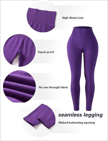 سروال نسائي من SPRIMEMONG بدون خياطة عالي الخصر لممارسة التمارين الرياضية في صالة الألعاب الرياضية in Kuwait