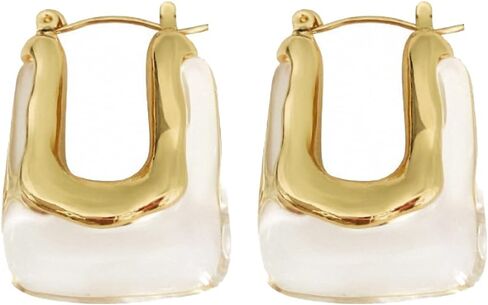 Resin U Shaped Hoop Earring Women Acrylic Irregular Geometric Huggie Earrings in Kuwait