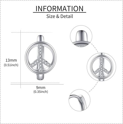 EXRANQO Peace Sign Earrings 925 Sterling Silver Peace Huggie Hoop Earrings Peace Sign Jewelry Gifts for Women Girls, Sterling Silver, Cubic Zirconia in Kuwait