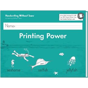 Learning Without Tears - Printing Power Student Workbook, Current Edition - Handwriting Without Tears Series - 2nd Grade Writing Book - Writing and Language Arts Lessons - for School or Home Use