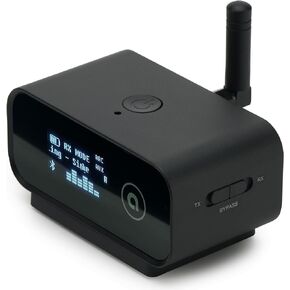 Auris Blume Duo HiFi Bluetooth 5.0 Music TV Transmitter & Receiver Long Range Wireless Adapter | Audiophile DAC, LDAC, aptX HD/LL, Display, Battery & Optical AUX Output Input for Stereo Amplifier Car