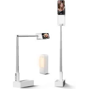 Viozon Extendable Selfie Phone Stand,Overhead Mount,Selfie Light,360° Rotation Rechargeable Wireless Foldable 5 Brightness&3 Color LED Light for Recording/Live Streaming/YouTube/Tiktok/Photography-V10