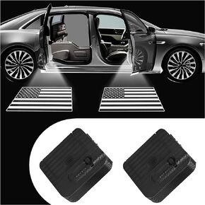 2PCS Car Door Lights Logo Projector,Infrared Sensor HD Car Welcome Light for Illuminate Undercarriage,Universal Car Door Projector Lights Car Decor for Car,Truck,SUV (Black Flag)