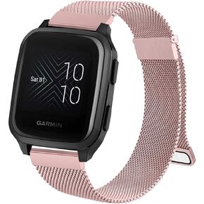 Wanme Metal Bands for Garmin Venu 2 Plus / Venu Sq / Venu / Vivoactive 3 Watch Band Women Men, Stainless Steel Mesh Magnetic Replacement Wristband Bracelet Strap for Garmin Vivomove Sport, Vivoactive 3 Music, Forerunner 645 / 245 Music Smart Watch