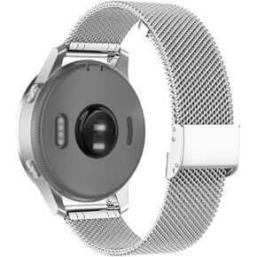 Abanen Watch Bands for Garmin Vivoactive 4S / Vivomove 3S / Venu 2S / Venu 3S, 18mm Quick Release Stainless Steel Metal Mesh Women Wristband Strap for Forerunner 255s/265s