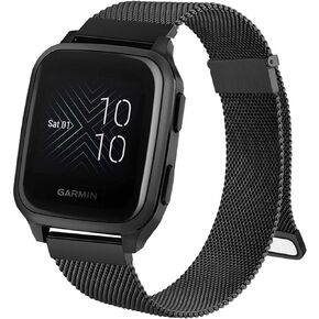 أساور معدنية من Wanme لـ Garmin Venu 2 Plus / Venu Sq / Venu / Vivoactive 3 حزام ساعة للنساء والرجال، شبكة من الفولاذ المقاوم للصدأ، سوار معصم بديل مغناطيسي لـ Garmin Vivomove Sport، Vivoactive 3 Music، Forerunner 645 / 245 ساعة ذكية للموسيقى
