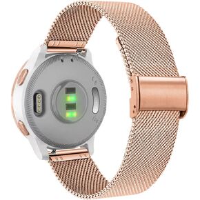 Abanen Watch Bands for Garmin Vivoactive 4S / Vivomove 3S / Venu 2S / Venu 3S, 18mm Quick Release Stainless Steel Metal Mesh Women Wristband Strap for Forerunner 255s/265s