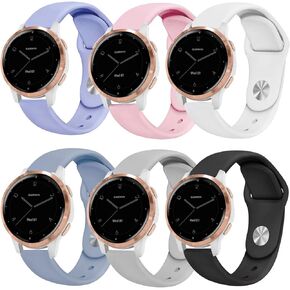 6 Pack Silicone Watch Bands for Garmin Vivoactive 4S / Venu 3S / Venu 2S/ Vivomove 3S, Soft Sport 18mm Quick Release Waterproof Replacement Wristband Strap for Garmin Forerunner 255s/255s in Kuwait