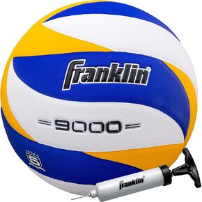 Franklin Sports 9000 Indoor Volleyball - Official Size and Weight Volleyball - Advanced Performance - Premium Soft Cover and Bounce - Air Pump Included White
