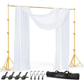 10x10Ft Photography Backdrop Stand - Gold, Adjustable Backdrop Stand for Parties, Photo Back Drop Stand, Background Support Stand with Carry Bag,Clamp.