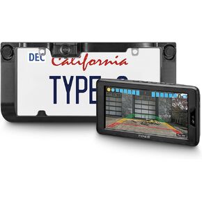 Type S Solar Powered Wireless Backup Camera with Backup Sensor License Plate Frame Design universally Compatible 6" Dashboard Monitor with Motion Activation