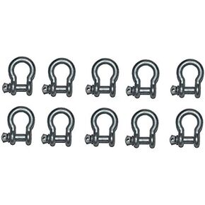 MarineNow 3/8" US Type Galvanized Bow Shackle with Over Size Screw Pin for Anchor, Towing, Off Road Recovery (3/8" with 7/16" Pin 1500 lb WLL) Hot Dipped Galvanized