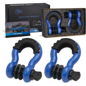 D Ring Shackle (2 Pack) 62,700 Ibs Break Strength with 7/8" Screw Pin and Shackle Isolator & Washers Kit for Tow Strap Winch, Off Road Vehicle Recovery Jeep Truck