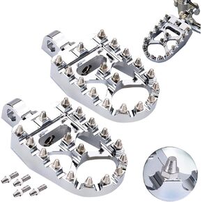 Offroad CNC Wide Fat Foot Pegs for Harley Dyna Sportster FLFB FLSTF Iron 883 Softail Street Glide, 360 Degree Rotating MX Chopper Bobber Style Motorcycle Footpegs Accessories (Chrome)