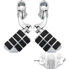 1.25" Highway Footpegs,Short Angled Adjustable Highway Pegs w/Mounts for Harley Touring Street Glide Electra Glide Road King Softail CVO Dyna Trike VRSC Sportster w/1-1/4" Engine Guard,Black#2