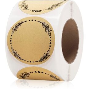 500pcs 2" Label Stickers for Jars and Lids, 4 Different Wreath Designs, Kraft Sticker Labels Pantry Labels, Mason Jar Labels Canning Labels Bottle Labels