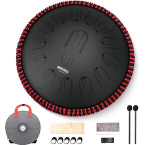 MOOZICA 15 Inch Steel Handpan Tongue Drum - 15 Notes in C Major 432hz Tongue Drum with Octave Overtone Design - Professional Percussion Tongue Drum Instrument with Carrying Bag